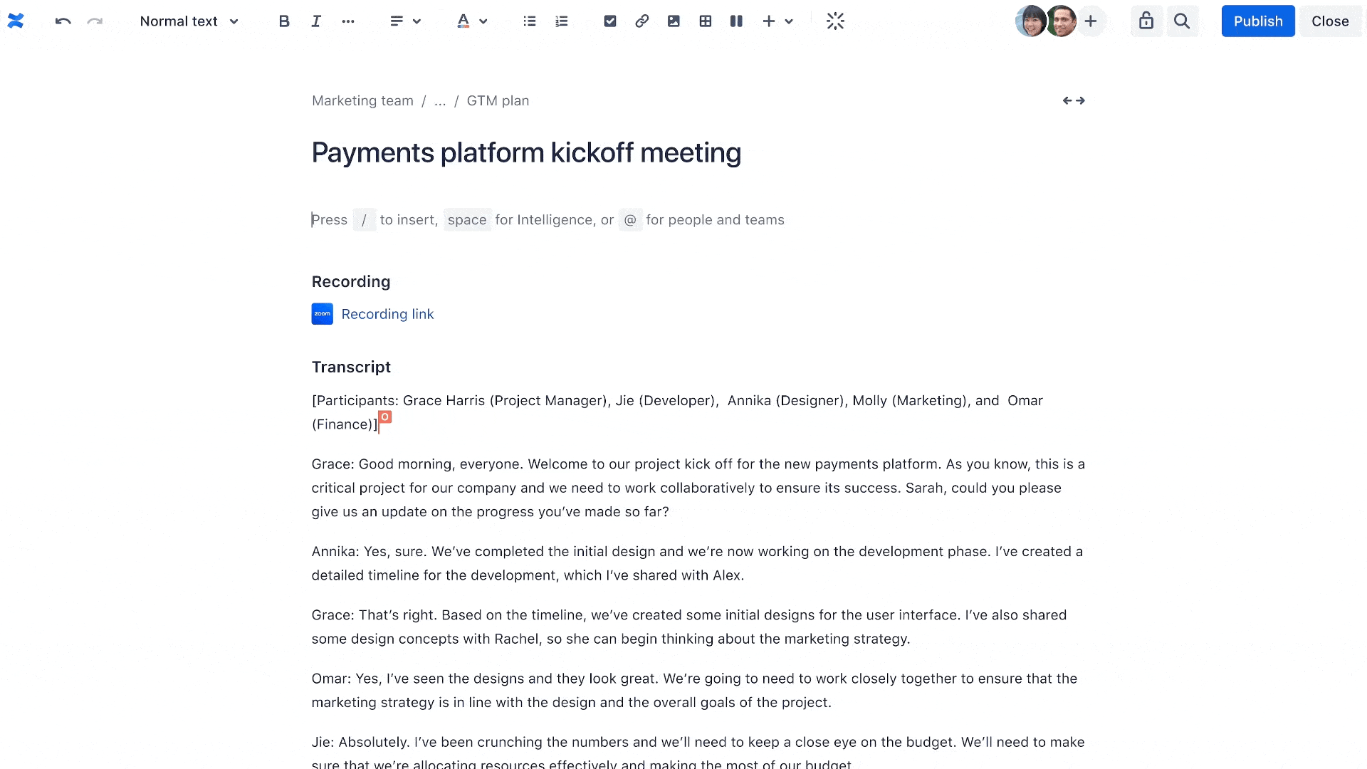 A marketer asks Atlassian Intelligence to draft tweets to prepare for a product announcement