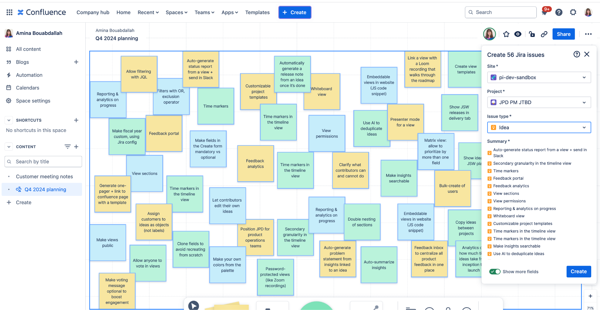Brainstorm in Confluence Whiteboards